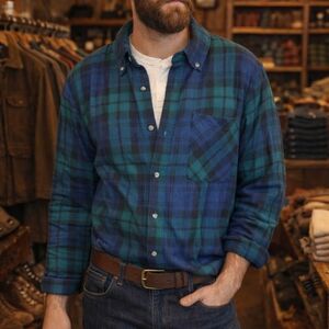 Magellan Outdoors Teal and Navy Plaid Shirt